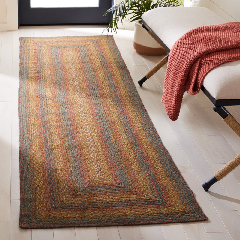 Tapis en jute tissé à plat Indyah, Tapis de couloir 2 pi 3 po x 8 pi
