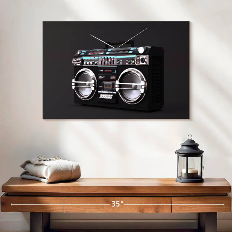 Abarca Black Boombox, 8" H x 12" W