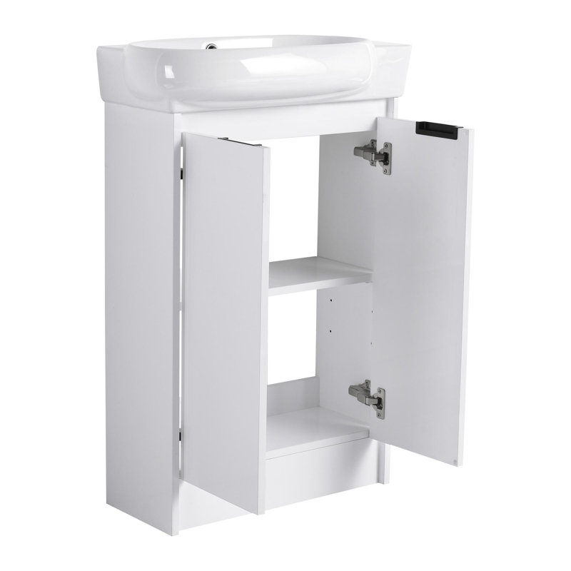 Ensembles de meuble-lavabo de salle de bain, Blanc lustré