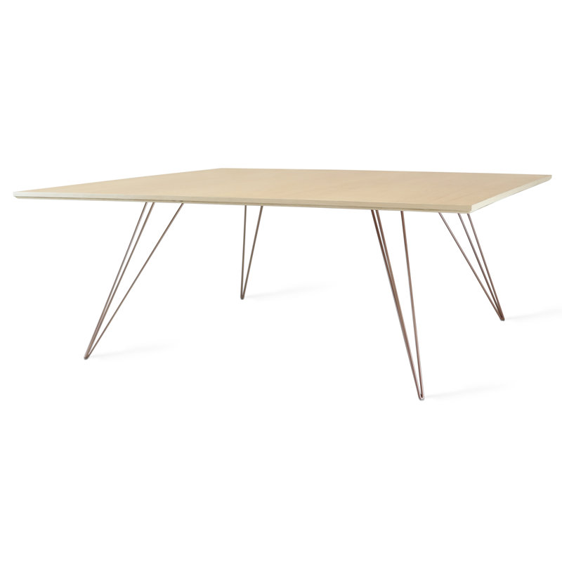 Table basse Williams, H 18 po x l 46 po x P 46 po, Cuivre rose, Érable