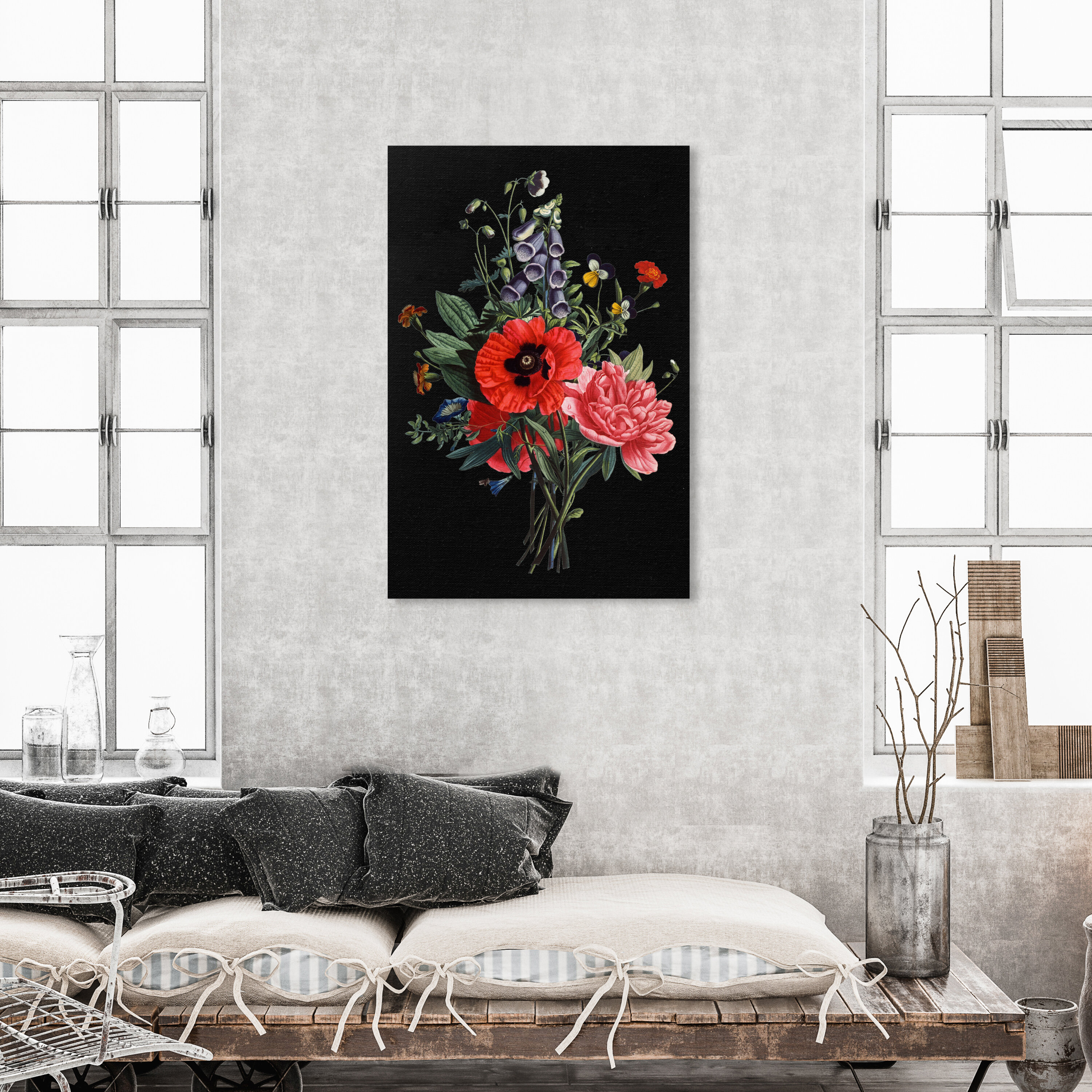 Union Rustic Midnight Botanical II On Canvas by Vision Studio
