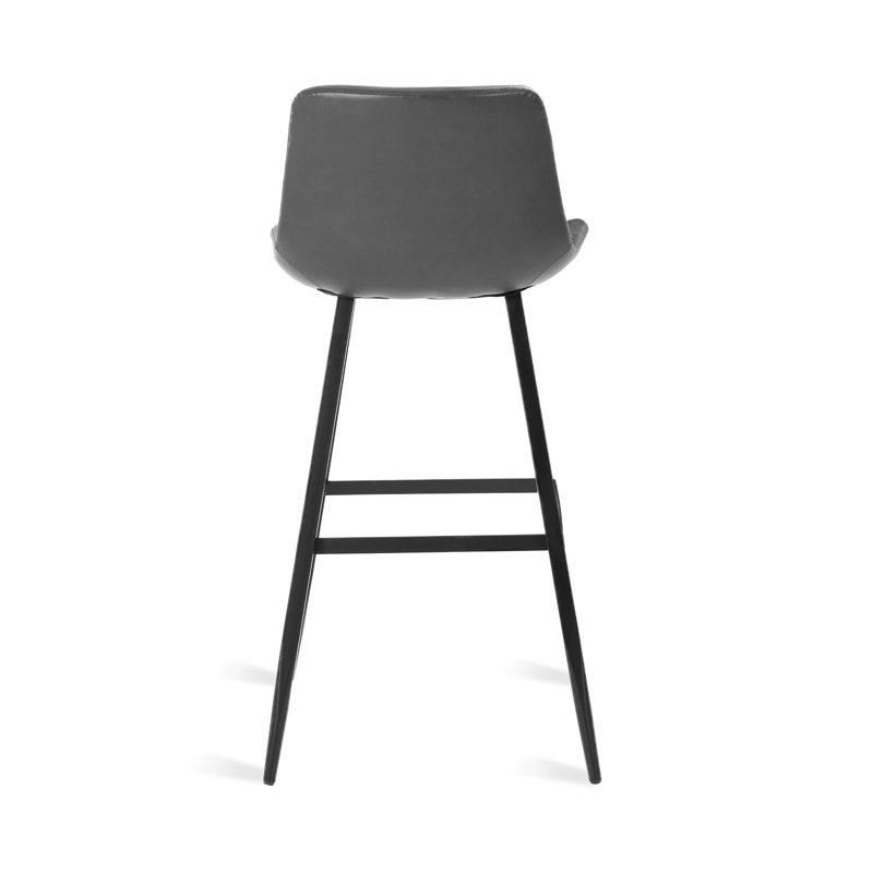 Dark Gray Faux Leather Industrial Bar Stools with Metal Frame, Set of 4