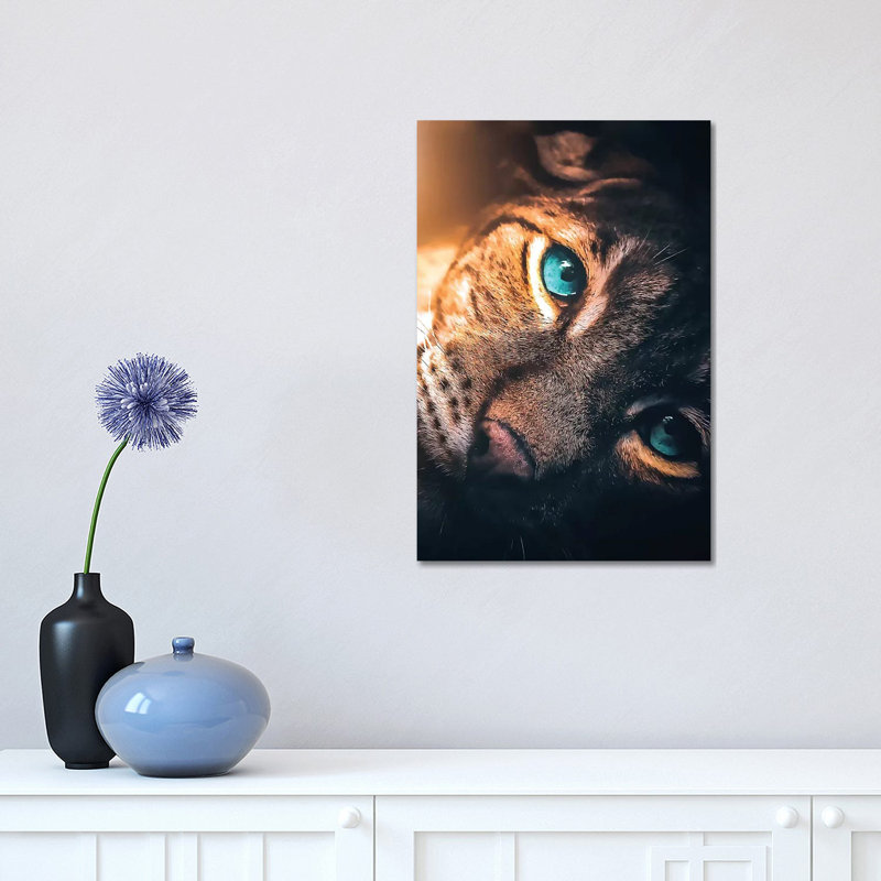 The Aqua Blue Eyed Leopard 1 Piece Wall Art on Canvas, 30.48 cm H x 45.72 cm W, Wrapped Canvas
