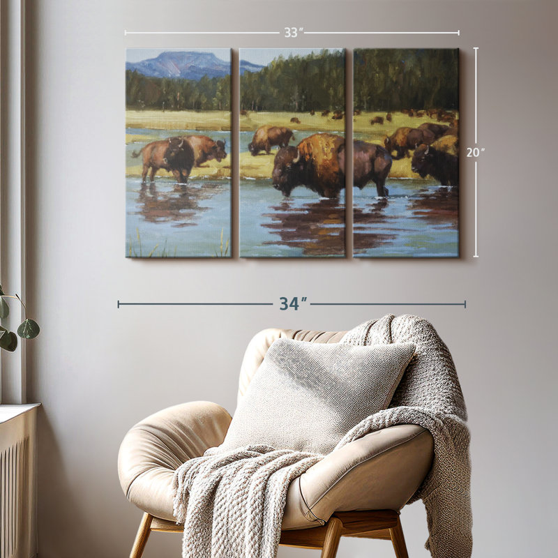 «Buffalo Crossing», 3 pièces, H 20 po x l 33 po