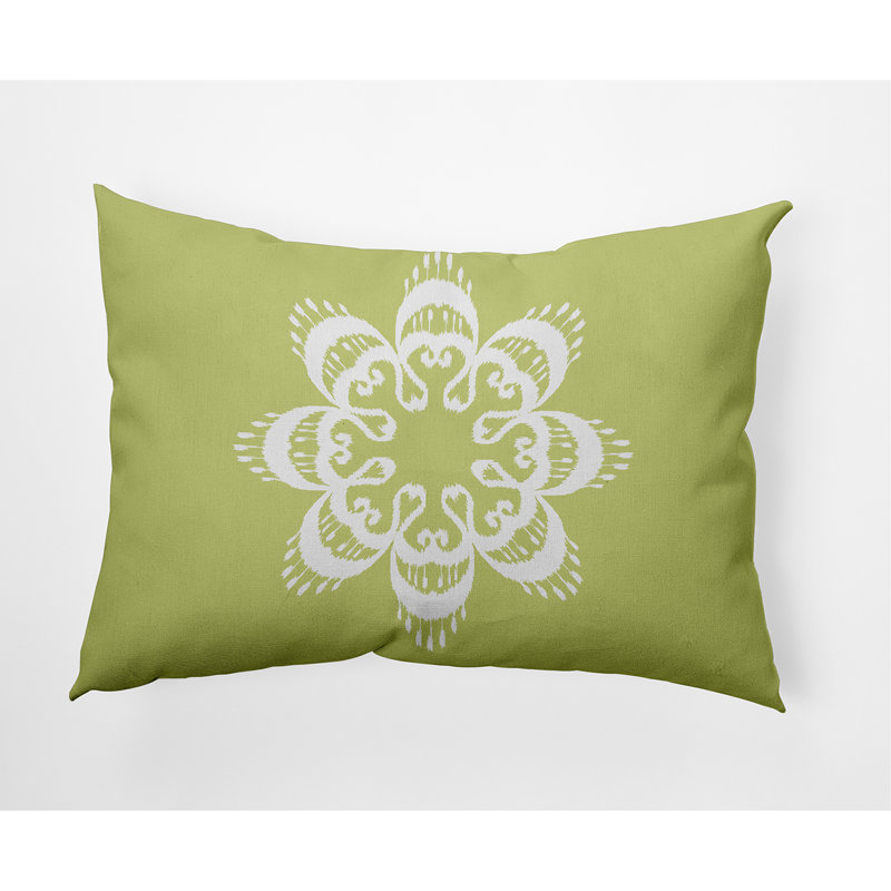 Geometric Outdoor Reversible Throw Pillow, Green