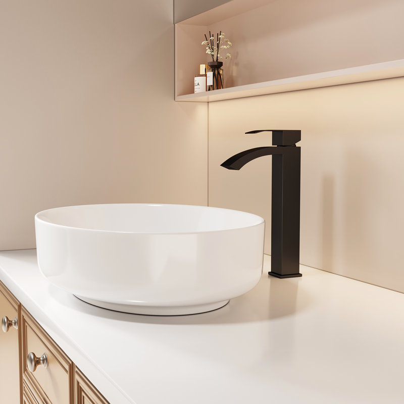 Robinet pour salle de bain à trou unique 11,32 po Mid Arc Spout, Noir mat