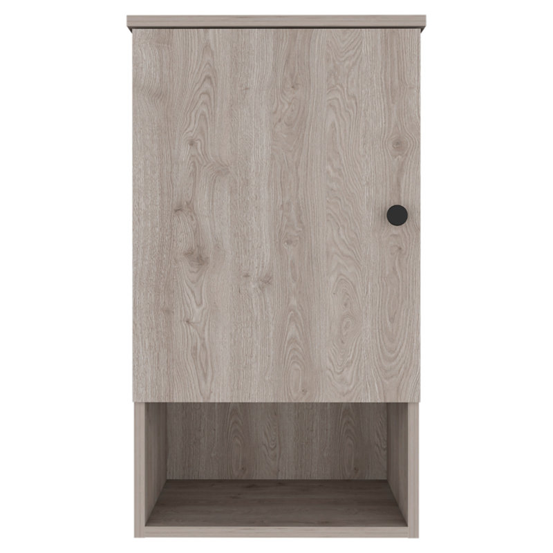 Medicine Single Door Cabinet 28" H, One Shelf, Two Interior Shelves, Light Gray, Gray