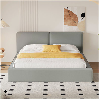 Lit plateforme tapissier élégant en velours pour une chambre à coucher luxueuse et confortable
