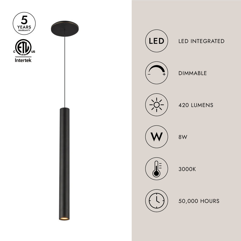 Mason 1 - Light LED Pendant, Black, Black