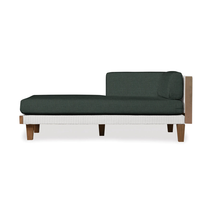 Catalina Outdoor Teak Chaise Lounge, White, Beach Navy