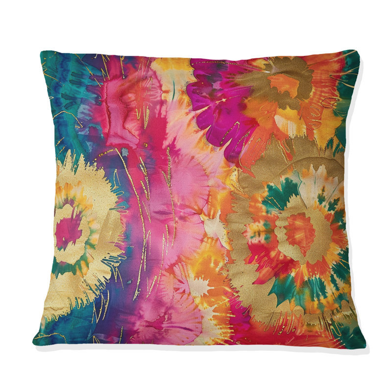 Coussin Boho II vert et jaune, H 18 po x l 18 po