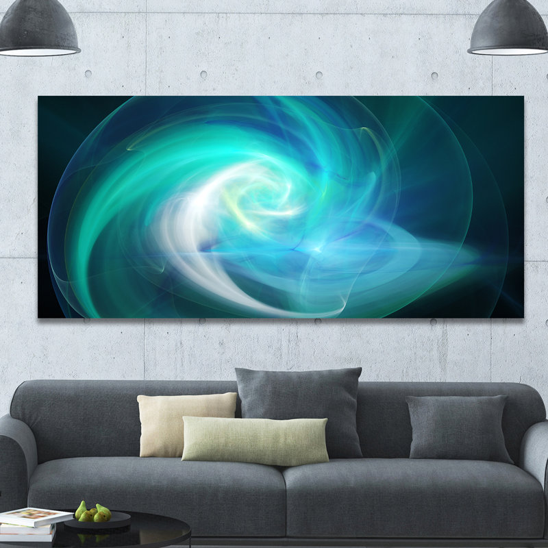 « blue fractal abstract illustration », impression sur toile, H 28 po x l 60 po x P 1,5 po