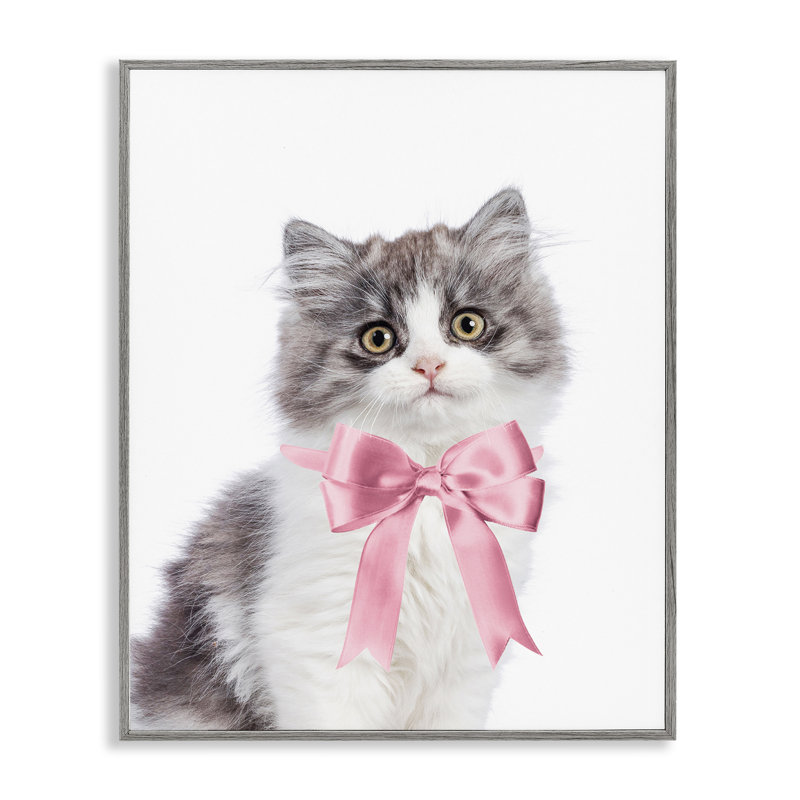 Chaton avec un arc rose, estampe numérique par Sissi et Seb, Estampe numérique Farmhouse, H 14 po x l 11 po