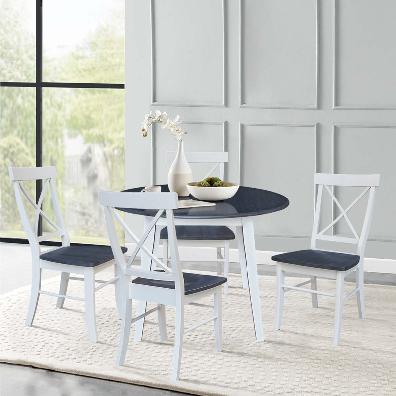 Ensemble de salle à manger Kaylam, Gris chiné / Blanc, 5 pièces: table, 4 chaises
