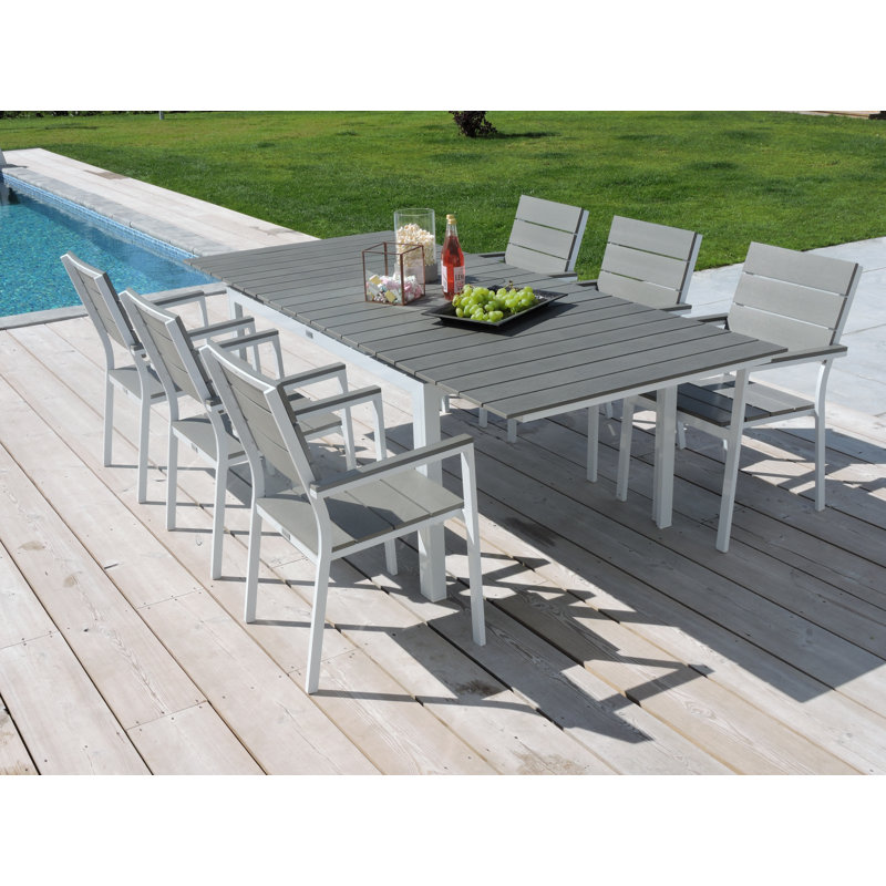 Faiyaz Rectangular Extendable Outdoor Dining Table, H90 x L240 x W160