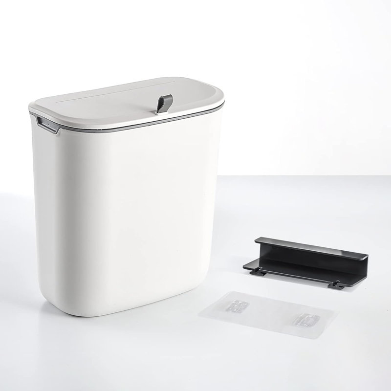 Aglaia Plastic Sliding Lid Kitchen Trash Can - 2.5L