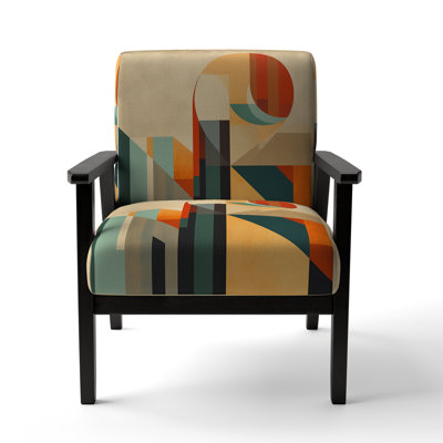 Full Moon Symphony Midcentury Abstract I - Upholstered Mid-Century Modern Arm Chair, Midcentury Abstract Accent Chair
