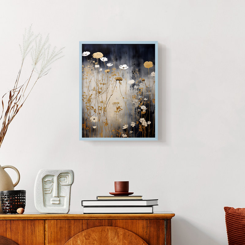 Série FLORAL CDXVI - reproduction encadrée de qualité supérieure - prête à être accrochée - aucun clou requis, Noyer