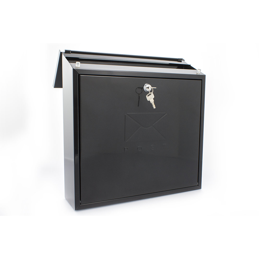 Contemporary Wall Mounted Reverse Mounting Galvanised Steel Lockable Weatherproof Post Box -36x36x11cm