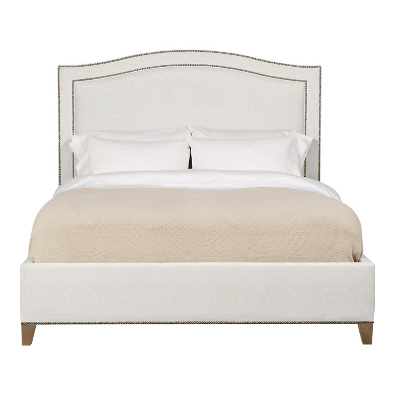 Caroline/Casey Queen Upholstered Low Profile Panel Bed, Nadia Parchment, Hampton, Yes