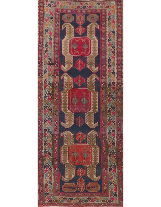 Tapis de couloir bleu marine traditionnel 4 x 12