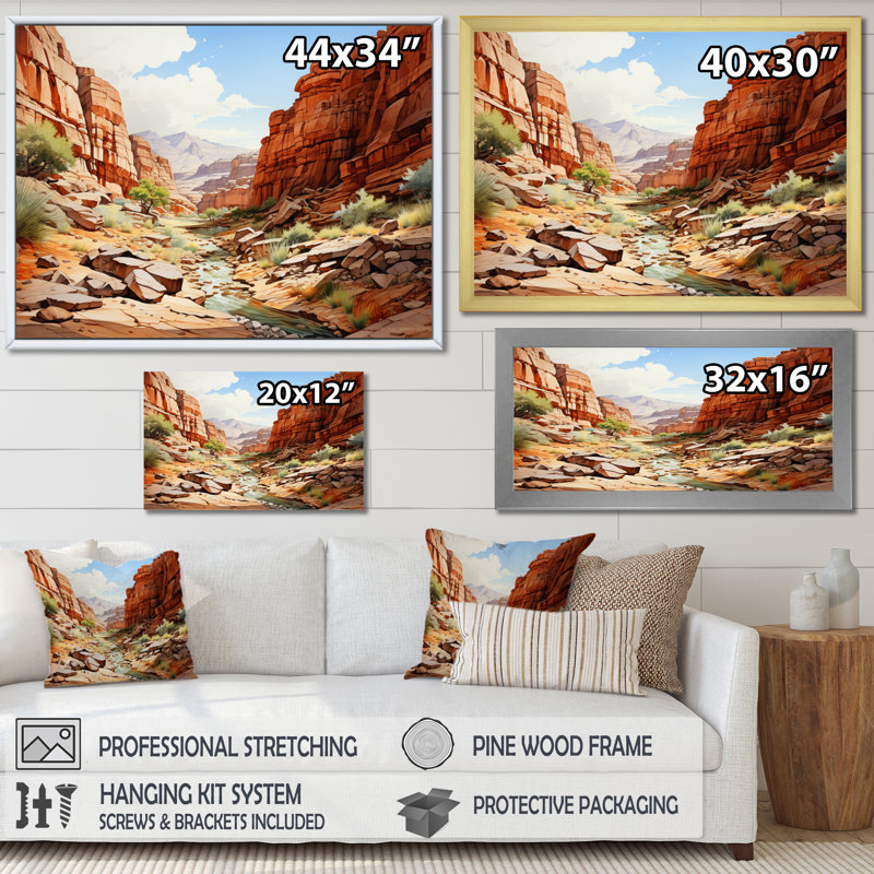Canyon Symphony - Canyon, impression d'art mural, Toile tendue, H 34 po x l 44 po x P 1,5 po