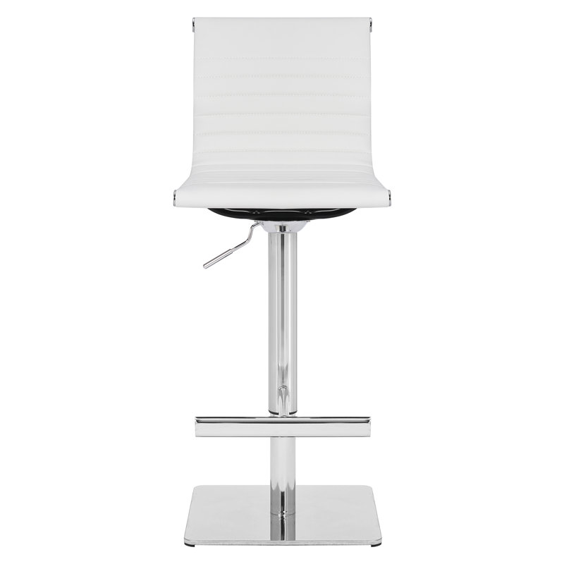 Batres Swivel Upholstered Adjustable Height Counter Stool with Metal Frame, White