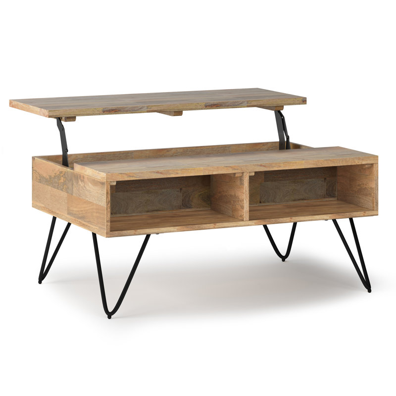 Hunter - Petite table basse à plateau relevable - Naturel, H 18 po x L 36 po x l 24 po
