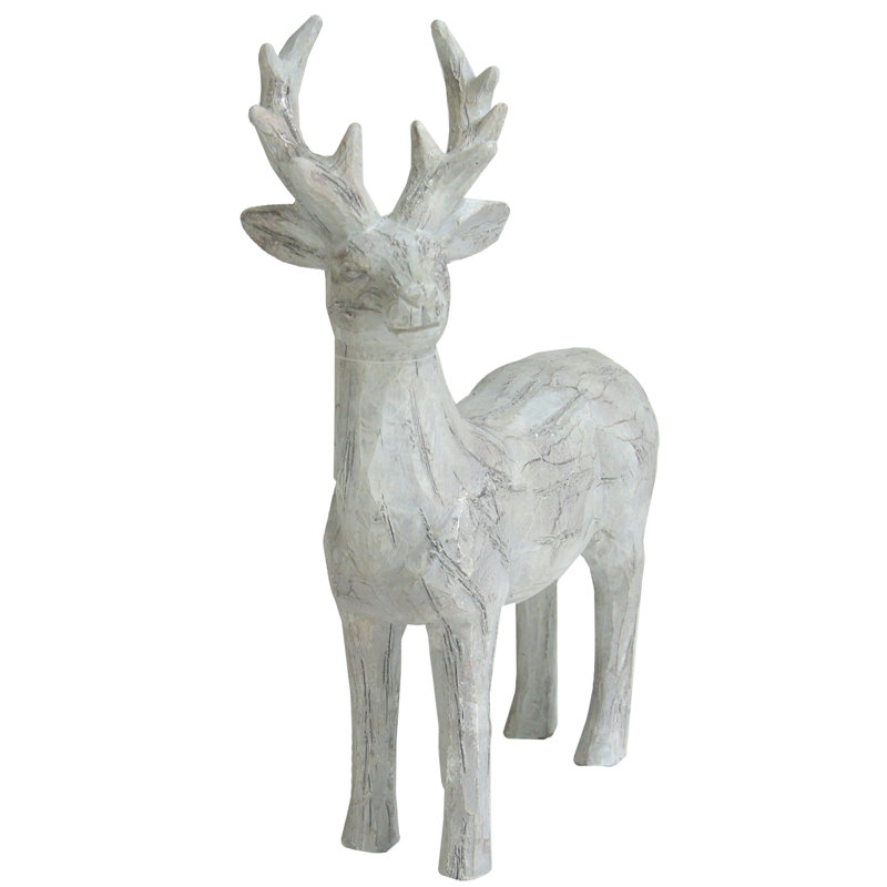 Figurine de Noël cerf sur pied 10,5 po gris et argent