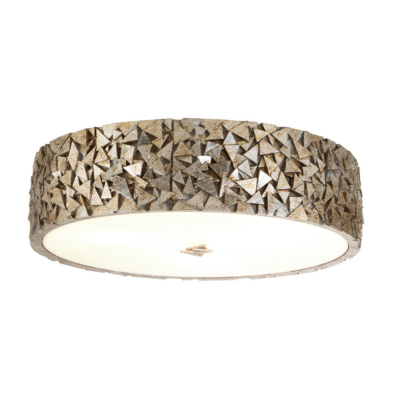 Mosaic 3-Light Flushmount In Silver, Nickel