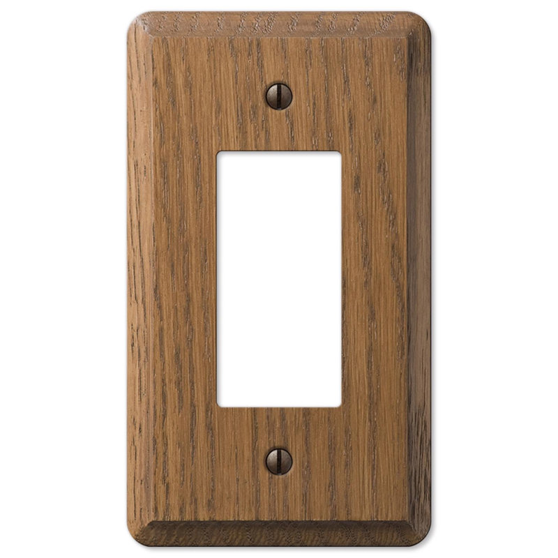 Amerelle Contemporary Brown 1 gang Oak Wood Decorator Wall Plate 1 pk