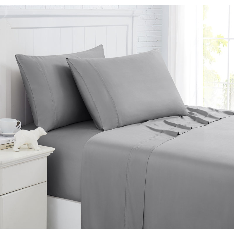Southshore Fine Linens 300 Thread Count Bamboo Sheet Set in Steel Grey, 100% Rayon from Bamboo Sateen Extra Deep Pocket Sheets, 21-Inch Pocket, Queen