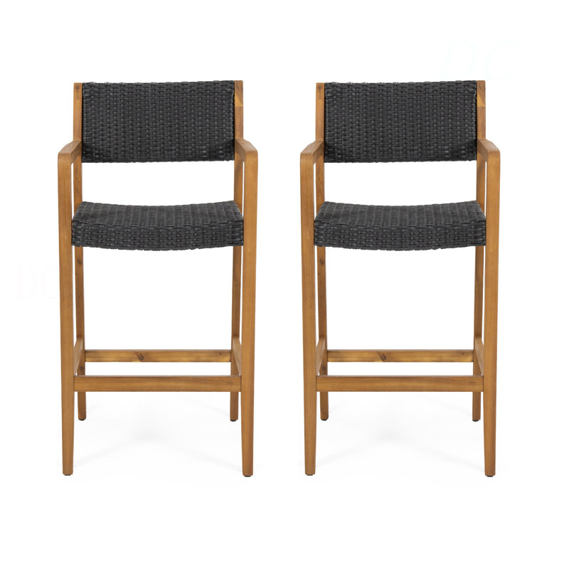 GENESEE WICKER & WOOD BAR STOOL