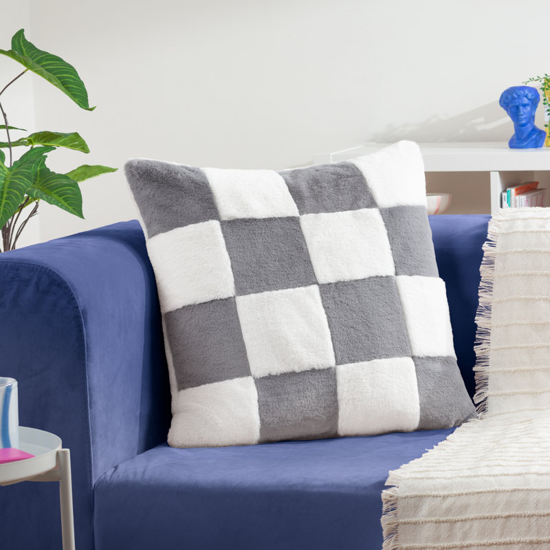 Heya Home Cozee Check Cushion Cover, Slate Blue