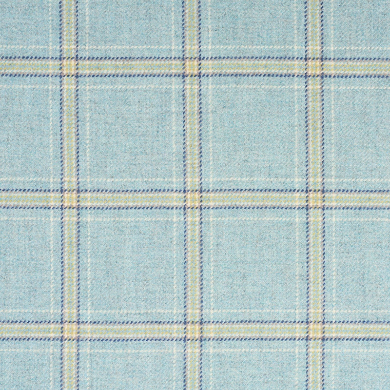Schumacher x Patterson Flynn Blackburn Merino Plaid Fabric, Robin's Egg