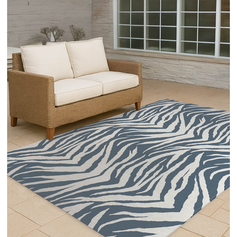 Zebra Patch Non-Slip Outdoor Rug, Rectangle 8' x 10'