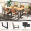 Ensemble de 7 chaises de table de patio, 69 po L Table de salle à manger avec trou pour parasol et chaise empilable