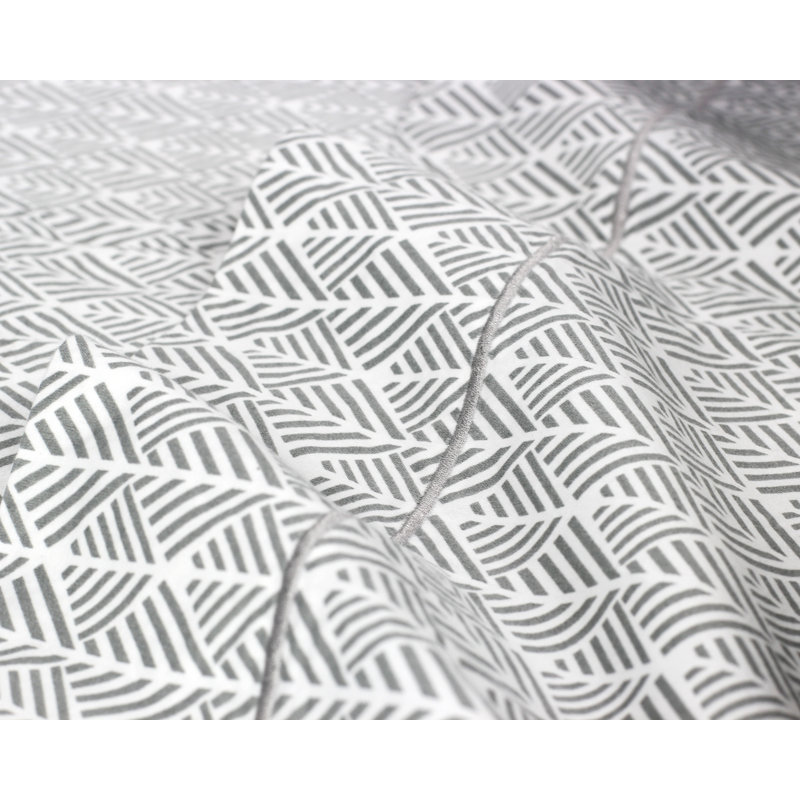 Arrows Sateen Geometric Sheet Set, Twin Sheet Set + Fitted Sheet + 1 Pillowcase, Gray
