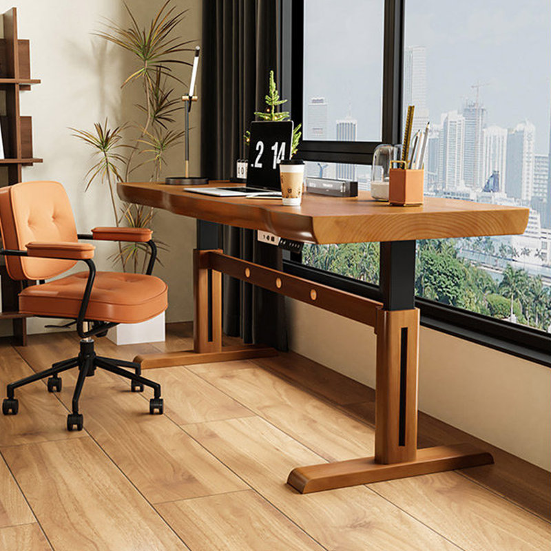 Bureau rectangulaire en bois massif noyer, H 26,77 po x L 70,87 po x l 27,56 po