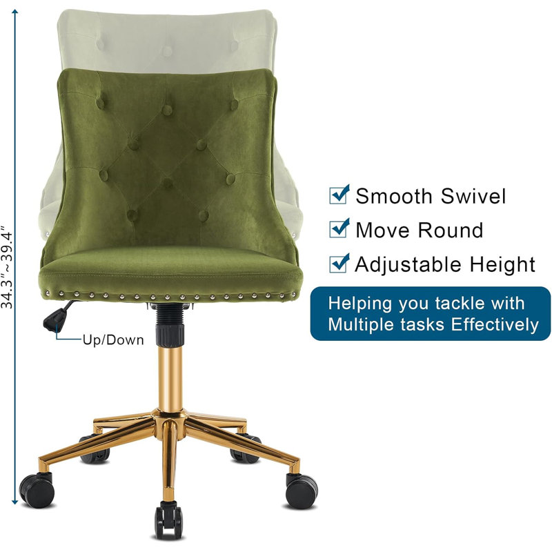 Matthias Task Chair Office Chairs Makeup chair, Gold, Green