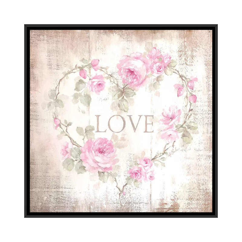 " Love Sign " by Debi Coules, 12" H x 12" W x 1.5" D, Black Framed Canvas