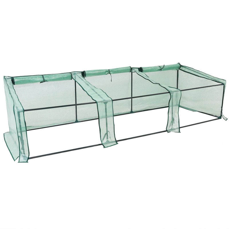 Gulianna 9' x 3' x 2' Outdoor Mini Cloche Greenhouse with a Green Cover