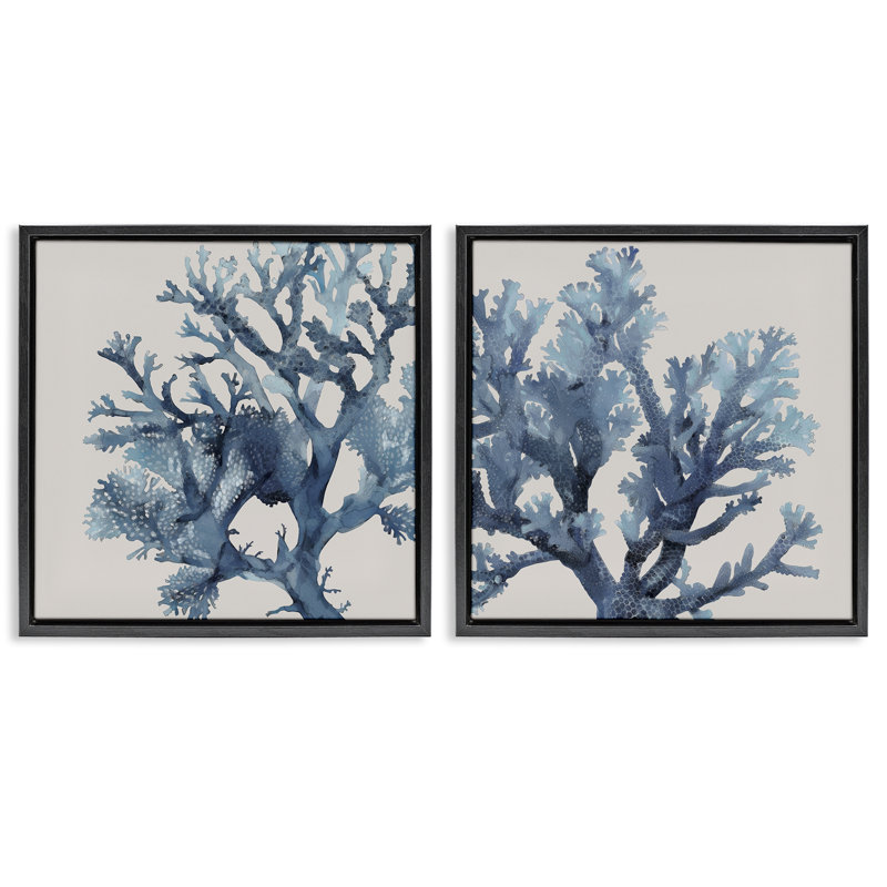 Ensemble de 2 toiles flottantes encadrées Speckle, Cadre flottant noir de jais, H 18 po x l 18 po