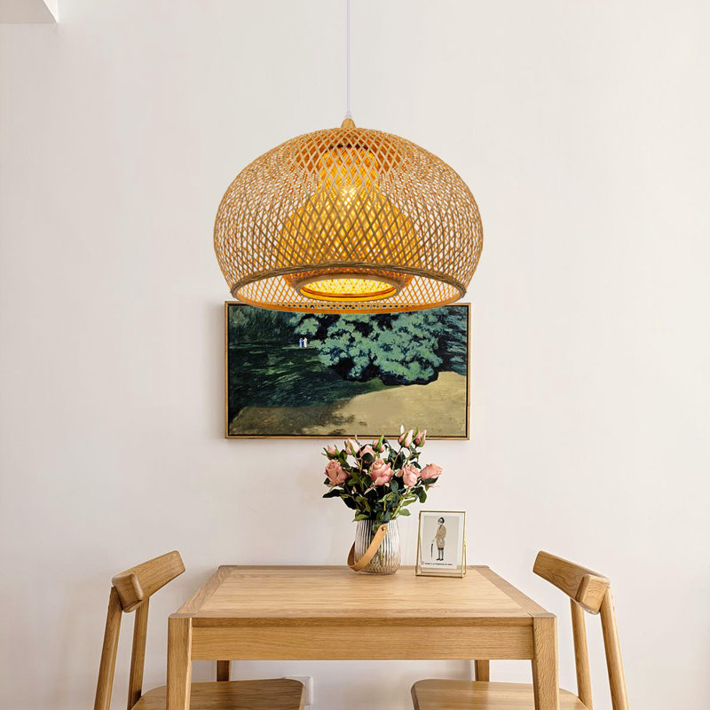 Ledezma 1 - Light Natural Rattan Single Pendant, 11.81" H x 23.6" W x 23.6" D