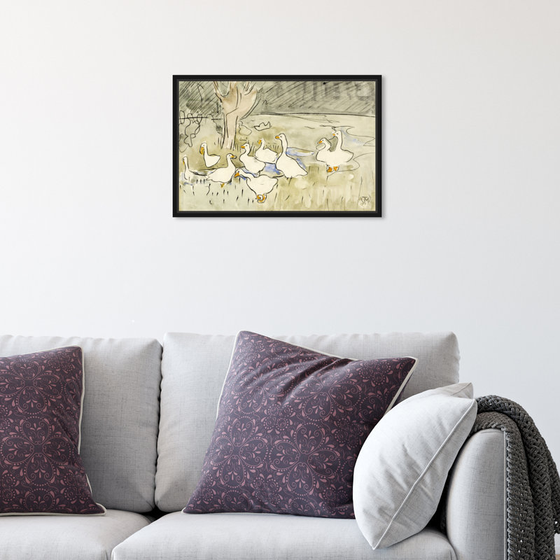 «Ducks» par Theo Van Hoytema - Peinture sur toile, H 30 po x l 45 po, Impression encadrée, Noir