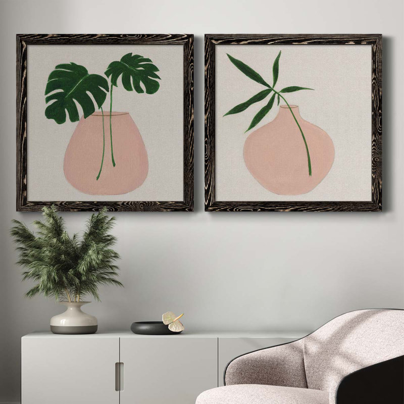 Simple Nature III - Ensemble de 2 peintures sur toile encadrées, H 31,5 po x l 63 po x P 1,5 po, Cadre noir