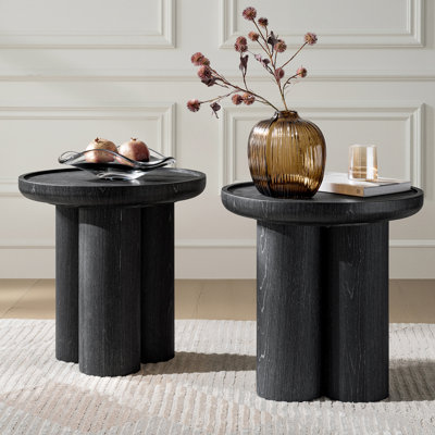 Ensemble de 2 tables de bout modernes l 19,75 po Pendle avec finition chêne et base sculpturale