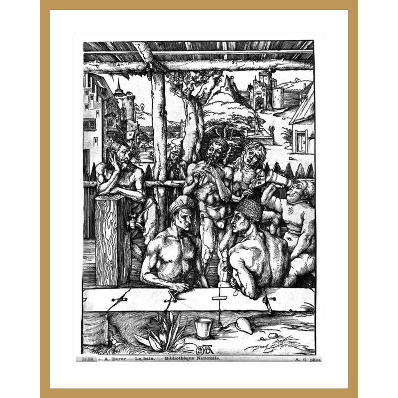 Le bain des hommes par Albrecht Dürer - Impression sur toile, H 41,5 po x l 33,15 po