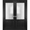 Portes doubles intérieures françaises robustes Lucia 22, 56 x 80 pouces, noir mat avec vitrage effet pluie, cadre en bois massif, portes de placard et de chambre à coucher.