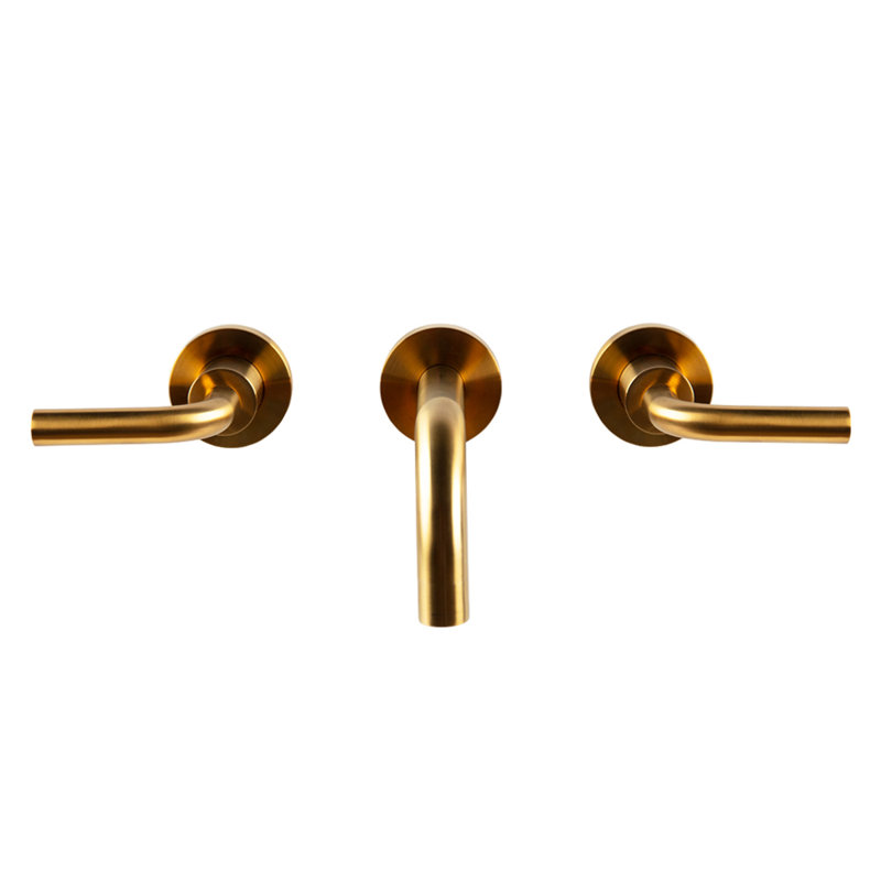 Cigno Wall Mounted Bathroom Faucet with Drain Assembly, Brushed Gold